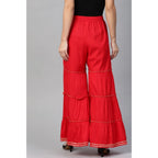 Seduva Women's Casual Solid Rayon Sharara (Red)