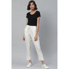 Seduva Women's Casual Checked Rayon Trouser Pant (White)