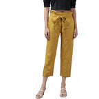 Seduva Women's Casual Printed Cotton Flex Trouser Pant (Mustard)