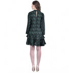Seduva Women's Cotton Blend Floral Full Sleeves Dress (Green)