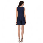 Seduva Women's Cotton Blend Solid Sleeveless Dress (Blue)