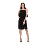 Seduva Women's Cotton Blend Solid Sleeveless Dress (Black)