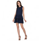 Seduva Women's Cotton Blend Solid Sleeveless Dress (Blue)