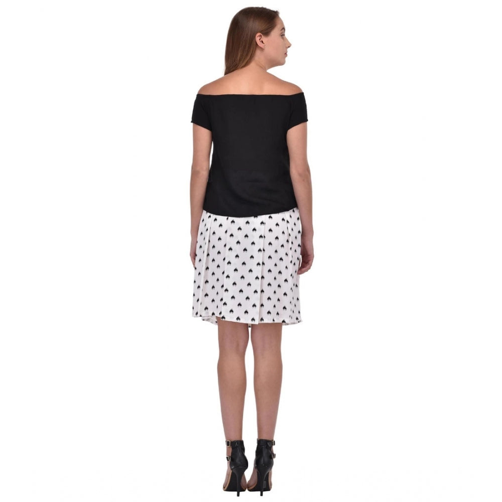Seduva Women's Cotton Blend Solid Short Sleeves Dress (Black)