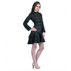 Seduva Women's Cotton Blend Floral Full Sleeves Dress (Green)