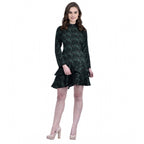 Seduva Women's Cotton Blend Floral Full Sleeves Dress (Green)
