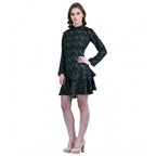 Seduva Women's Cotton Blend Floral Full Sleeves Dress (Green)