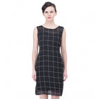 Seduva Women's Cotton Blend Checked Sleeveless Sheath Dress (Black)