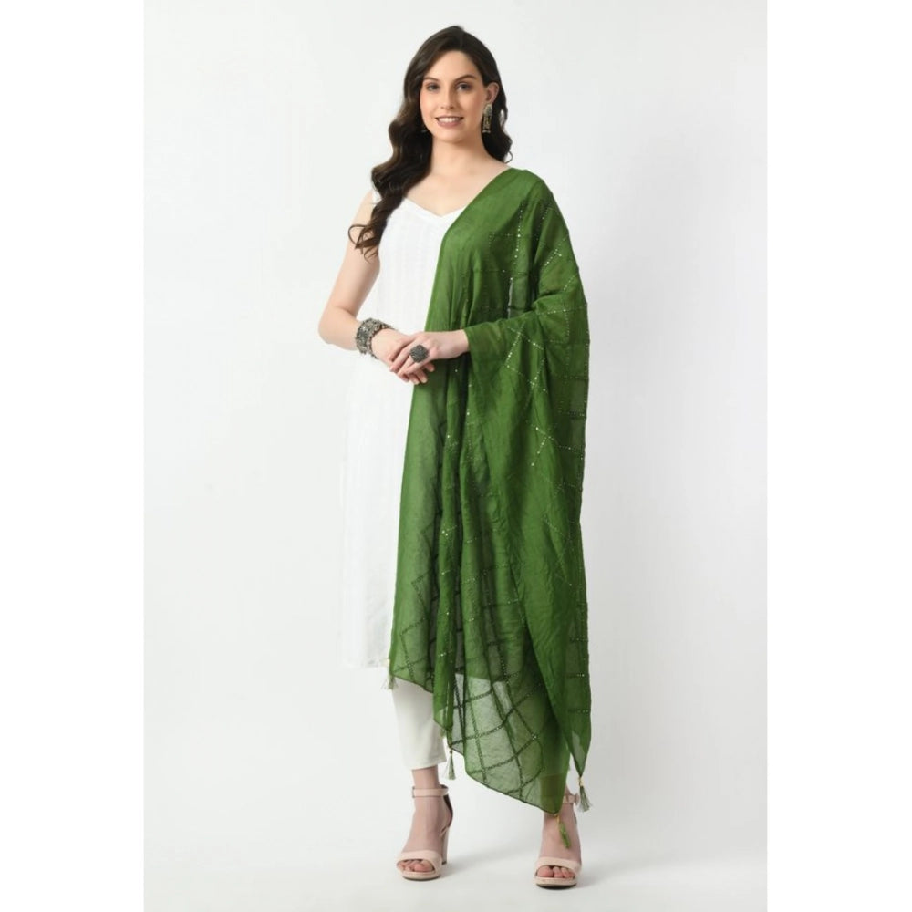 Seduva Women's Chanderi Self Design Dupatta (Mehandi, Length:��Free Size)