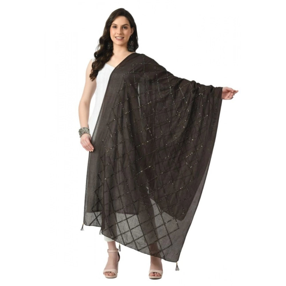 Seduva Women's Chanderi Self Design Dupatta (Dark Browm, Length:��Free Size)