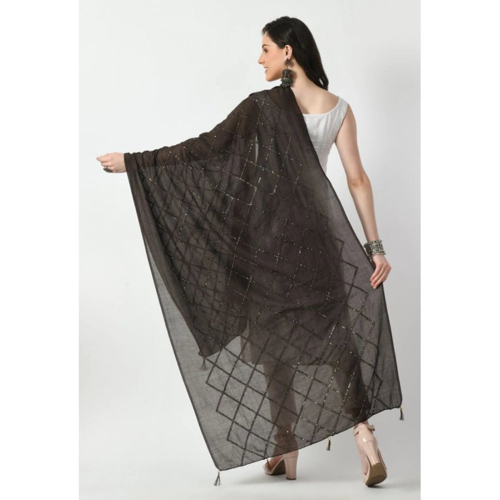 Seduva Women's Chanderi Self Design Dupatta (Dark Browm, Length:��Free Size)
