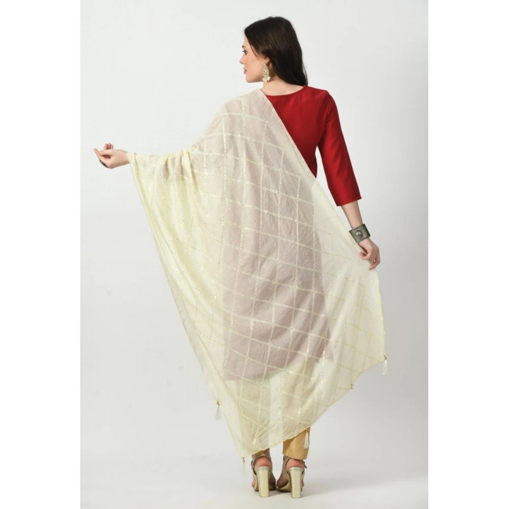 Seduva Women's Chanderi Self Design Dupatta (Off White, Length:��Free Size)