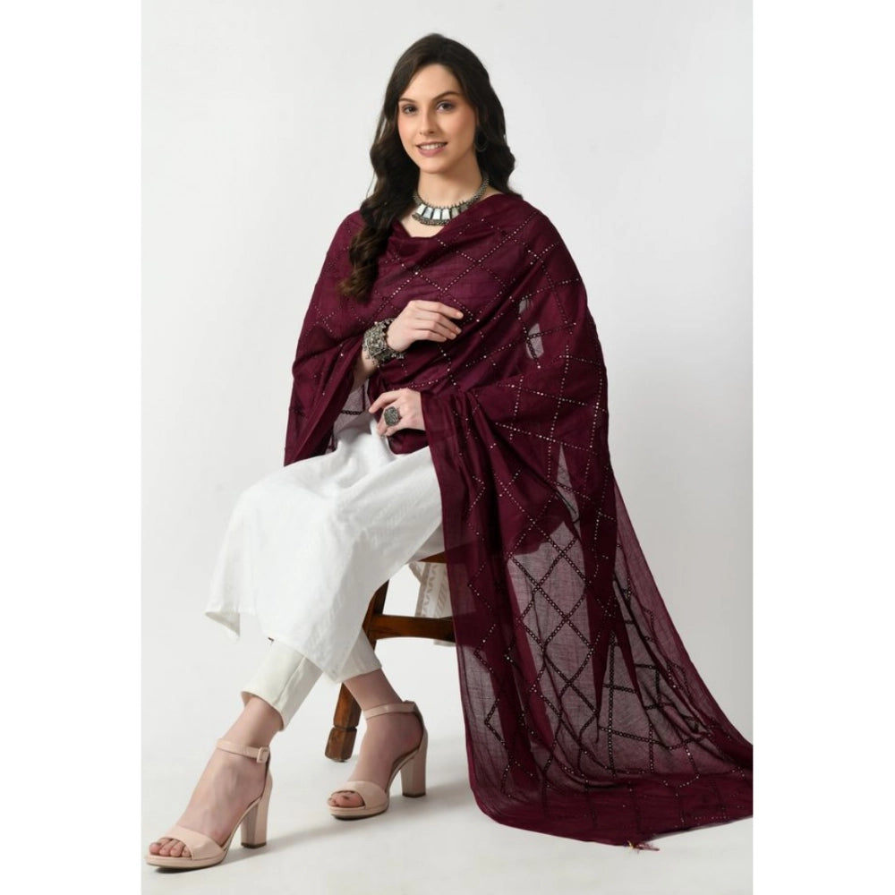 Seduva Women's Chanderi Self Design Dupatta (Wine, Length:��Free Size)