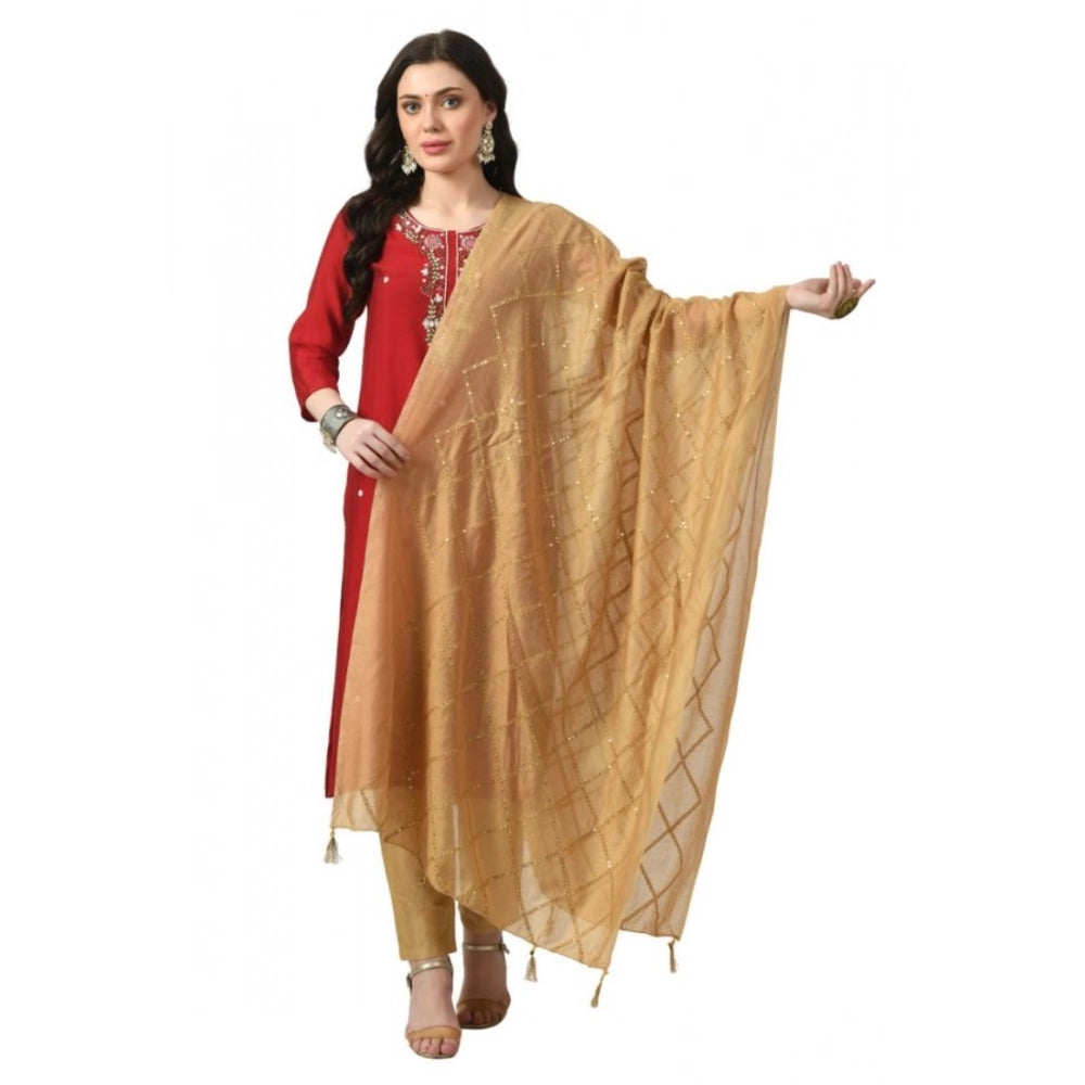 Seduva Women's Chanderi Self Design Dupatta (Gold, Length:��Free Size)