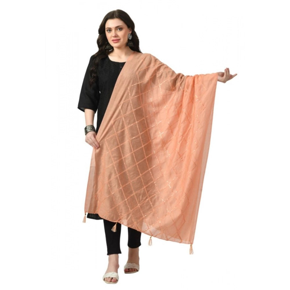 Seduva Women's Chanderi Self Design Dupatta (Peach, Length:��Free Size)