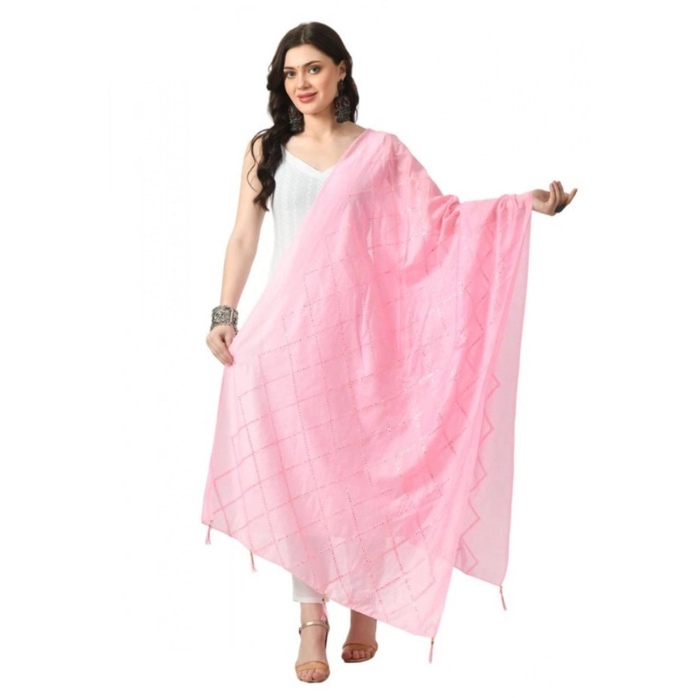 Seduva Women's Chanderi Self Design Dupatta (Pink, Length:��Free Size)