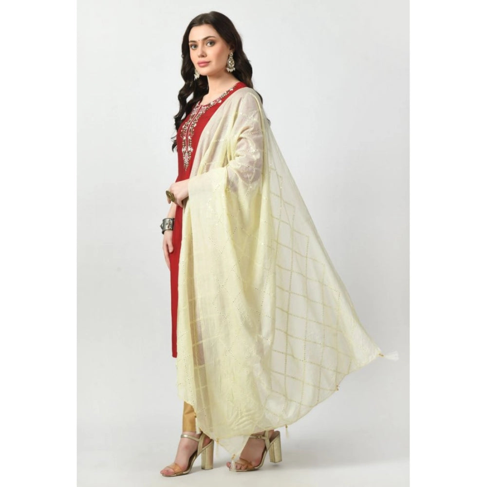 Seduva Women's Chanderi Self Design Dupatta (Off White, Length:��Free Size)