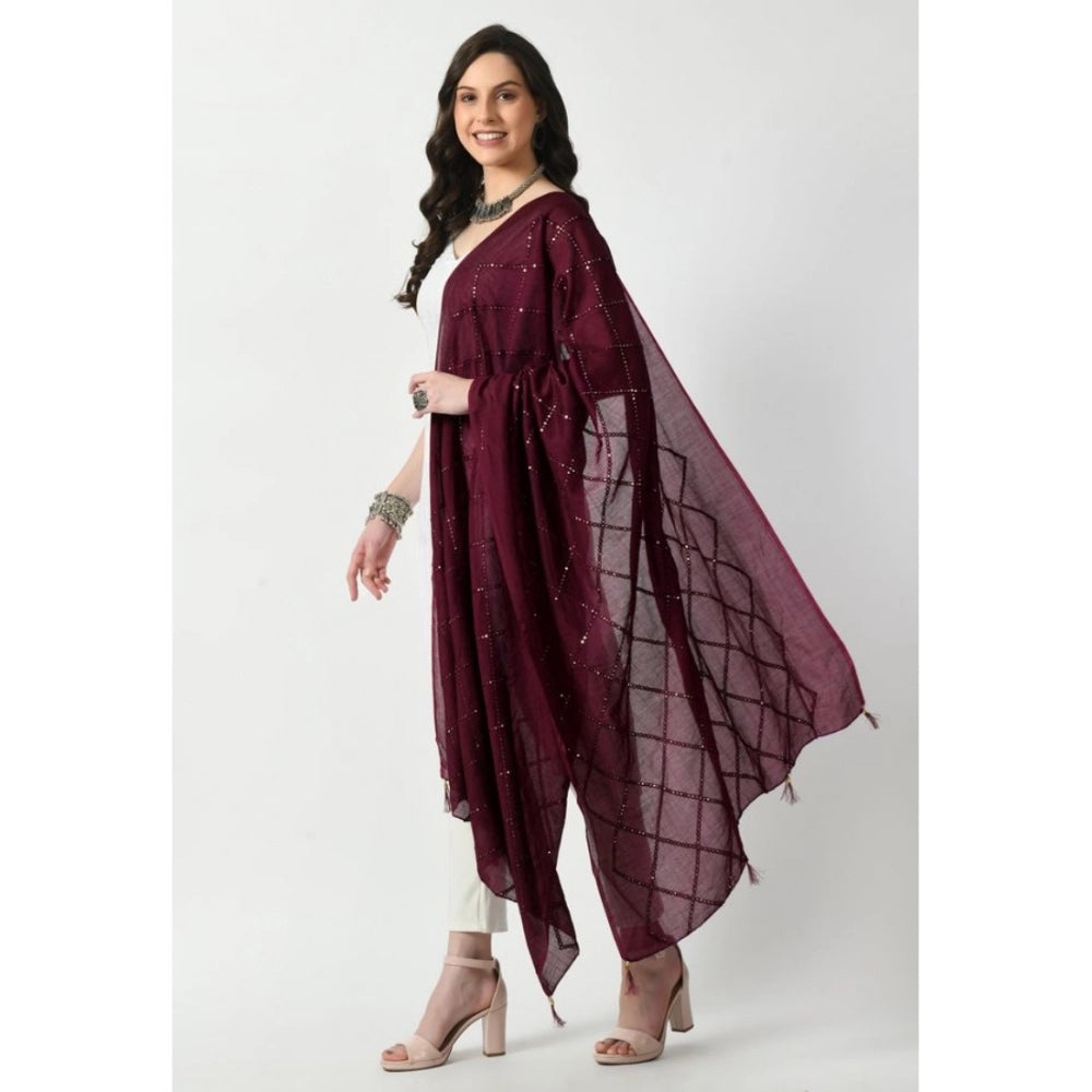 Seduva Women's Chanderi Self Design Dupatta (Wine, Length:��Free Size)