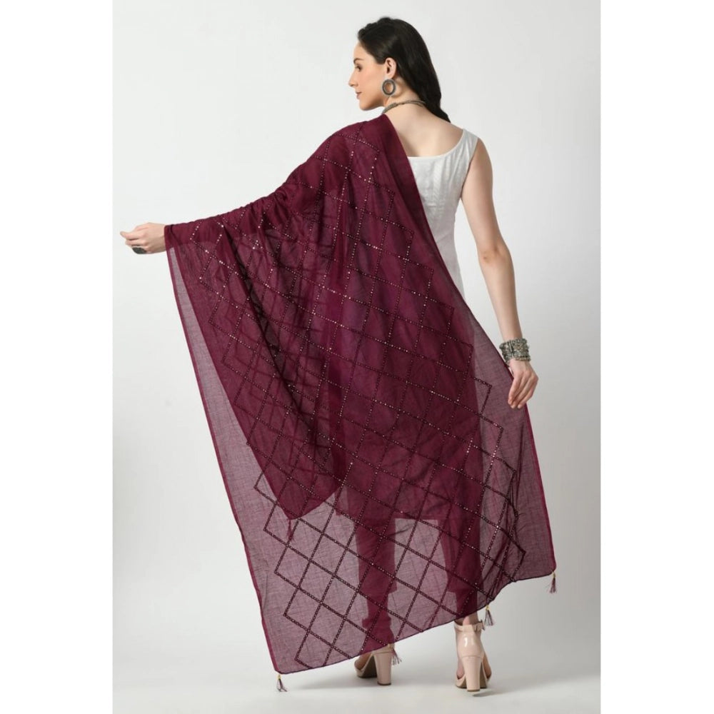 Seduva Women's Chanderi Self Design Dupatta (Wine, Length:��Free Size)