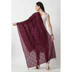 Seduva Women's Chanderi Self Design Dupatta (Wine, Length:��Free Size)