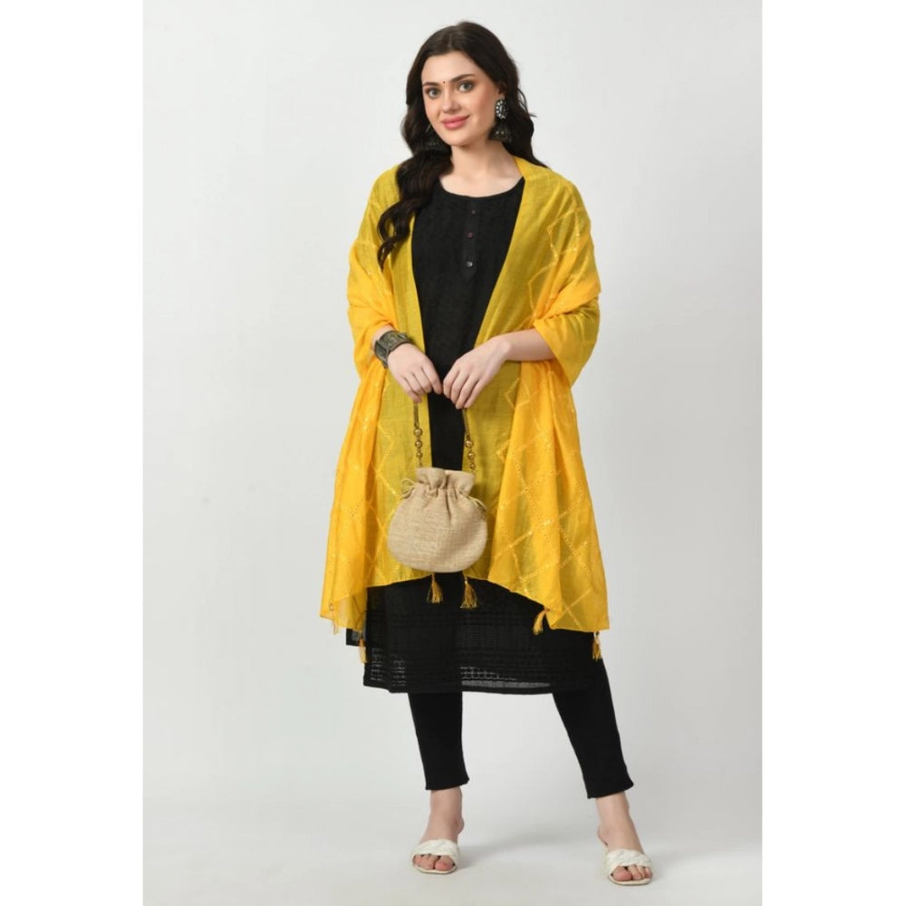 Seduva Women's Chanderi Self Design Dupatta (Yellow, Length:��Free Size)