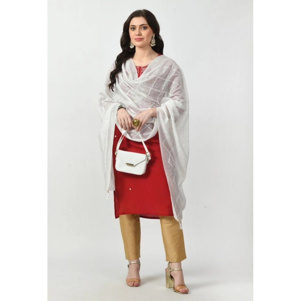 Seduva Women's Chanderi Self Design Dupatta (White, Length:��Free Size)
