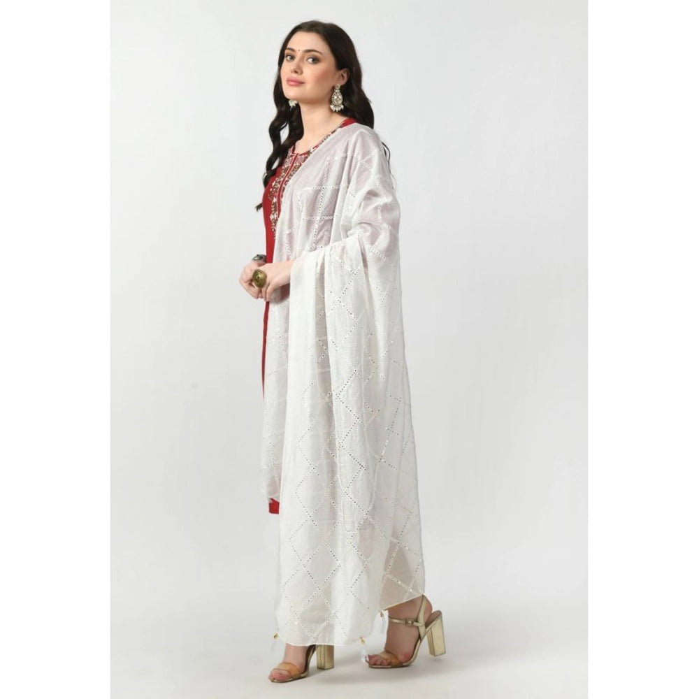Seduva Women's Chanderi Self Design Dupatta (White, Length:��Free Size)