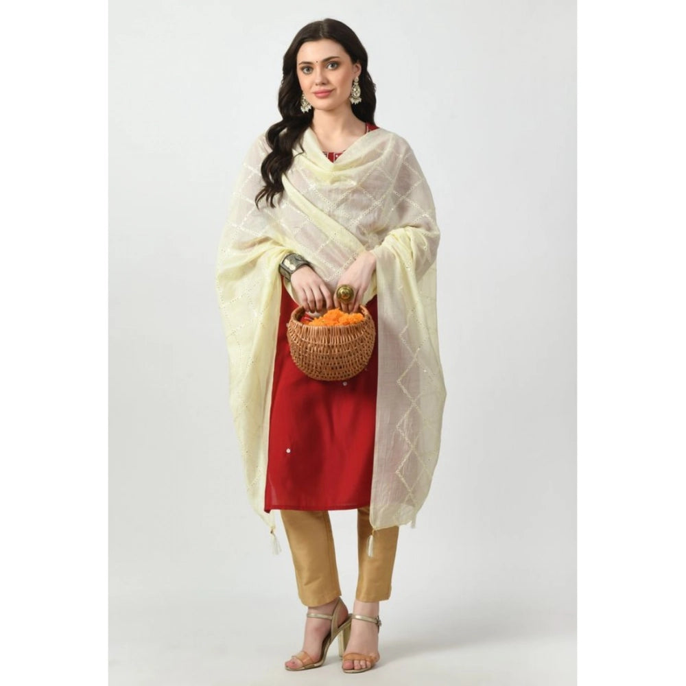 Seduva Women's Chanderi Self Design Dupatta (Off White, Length:��Free Size)