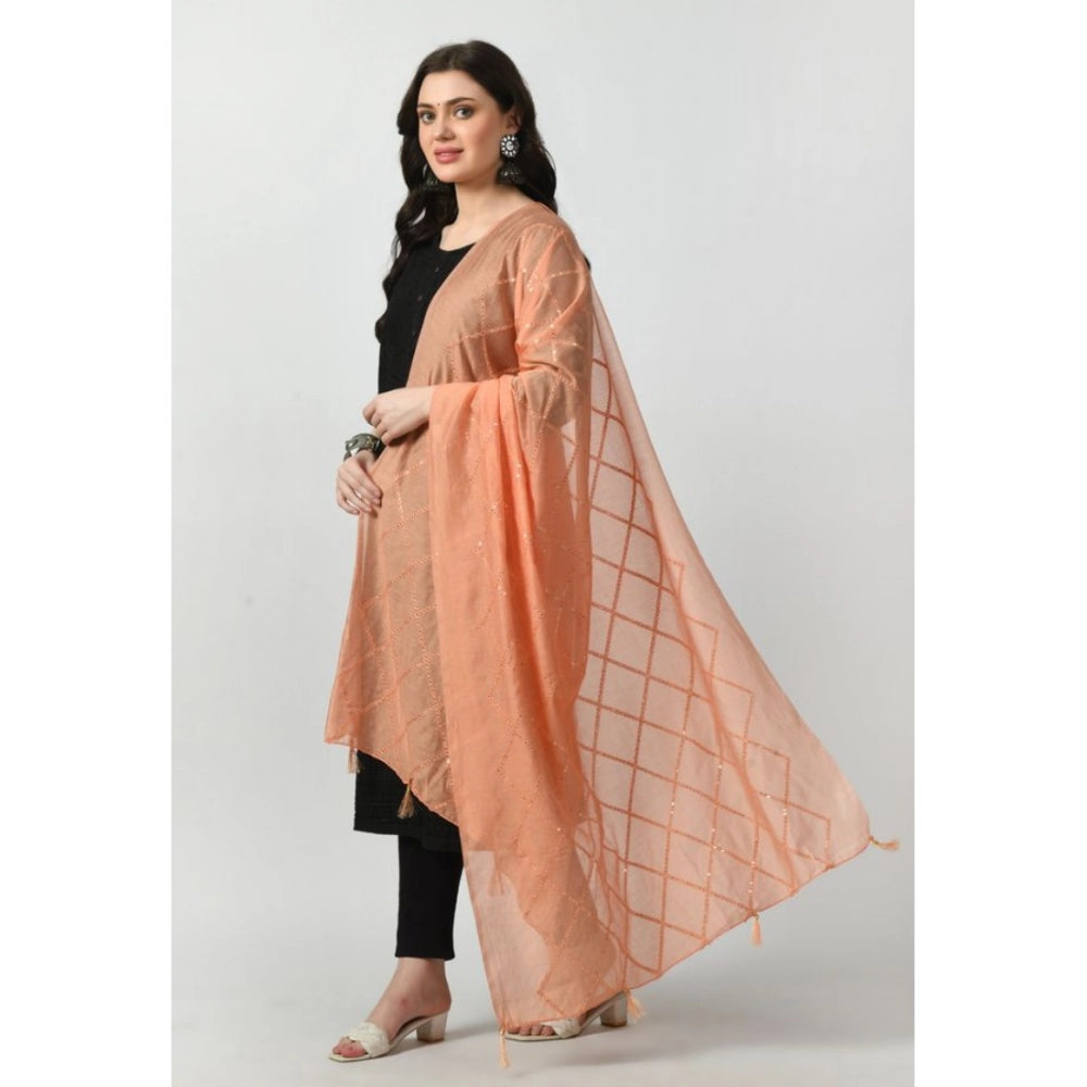 Seduva Women's Chanderi Self Design Dupatta (Peach, Length:��Free Size)