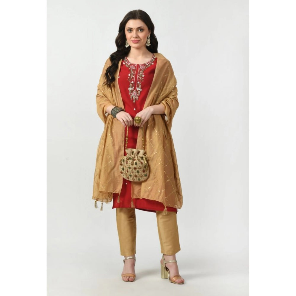 Seduva Women's Chanderi Self Design Dupatta (Gold, Length:��Free Size)