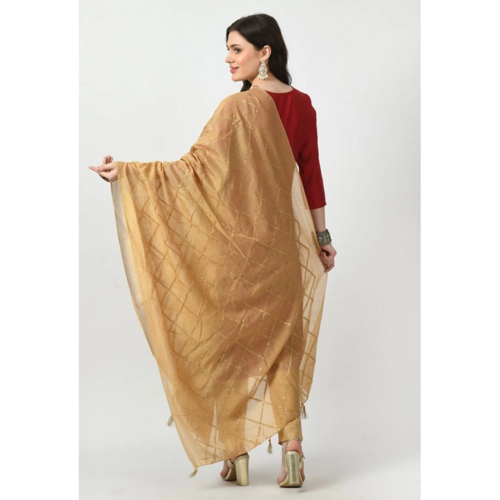 Seduva Women's Chanderi Self Design Dupatta (Gold, Length:��Free Size)