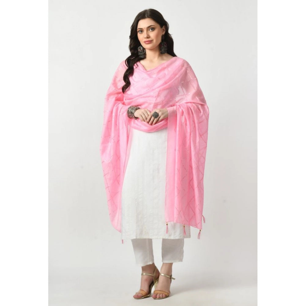 Seduva Women's Chanderi Self Design Dupatta (Pink, Length:��Free Size)
