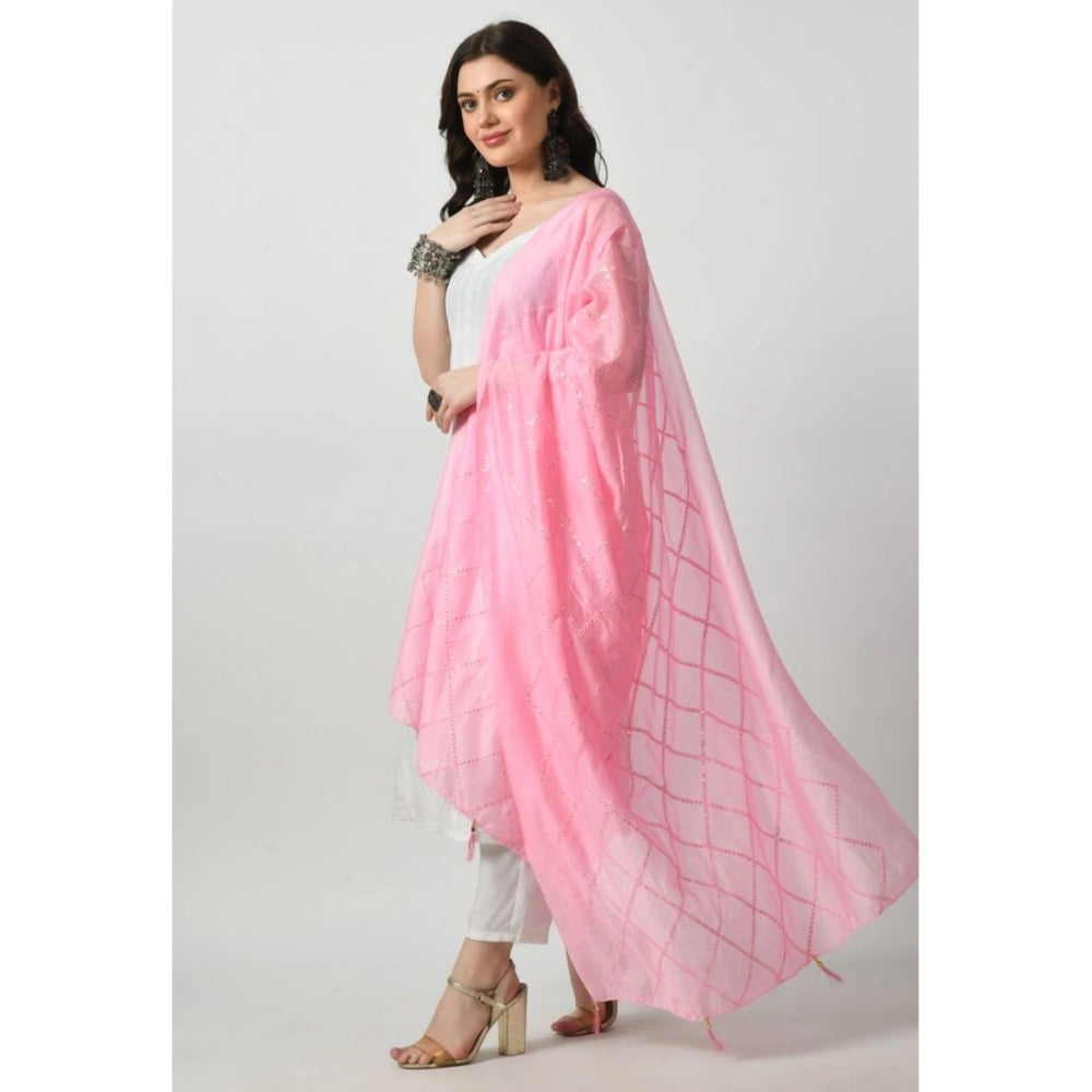 Seduva Women's Chanderi Self Design Dupatta (Pink, Length:��Free Size)