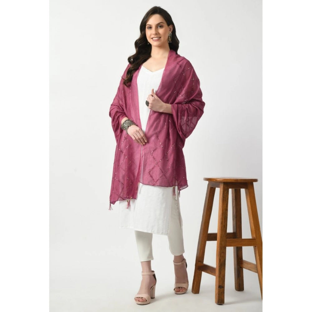 Seduva Women's Chanderi Self Design Dupatta (Levender, Length:��Free Size)
