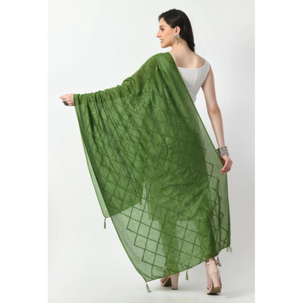 Seduva Women's Chanderi Self Design Dupatta (Mehandi, Length:��Free Size)