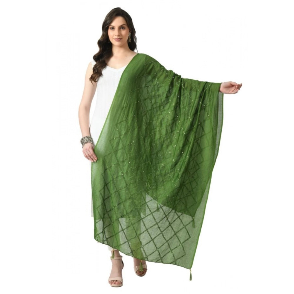 Seduva Women's Chanderi Self Design Dupatta (Mehandi, Length:��Free Size)
