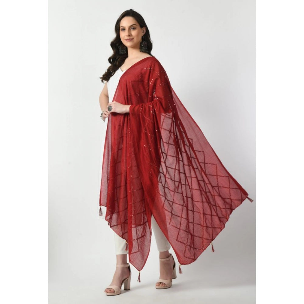 Seduva Women's Chanderi Self Design Dupatta (Maroon, Length:��Free Size)