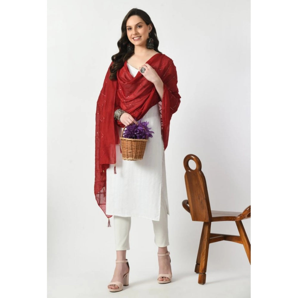 Seduva Women's Chanderi Self Design Dupatta (Maroon, Length:��Free Size)
