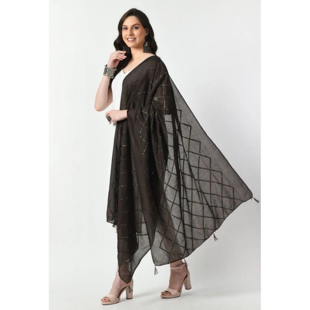 Seduva Women's Chanderi Self Design Dupatta (Dark Browm, Length:��Free Size)