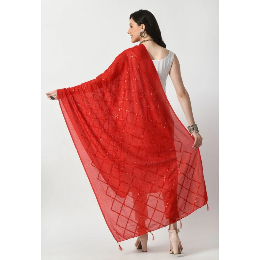 Seduva Women's Chanderi Self Design Dupatta (Red, Length:��Free Size)