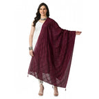 Seduva Women's Chanderi Self Design Dupatta (Wine, Length:��Free Size)