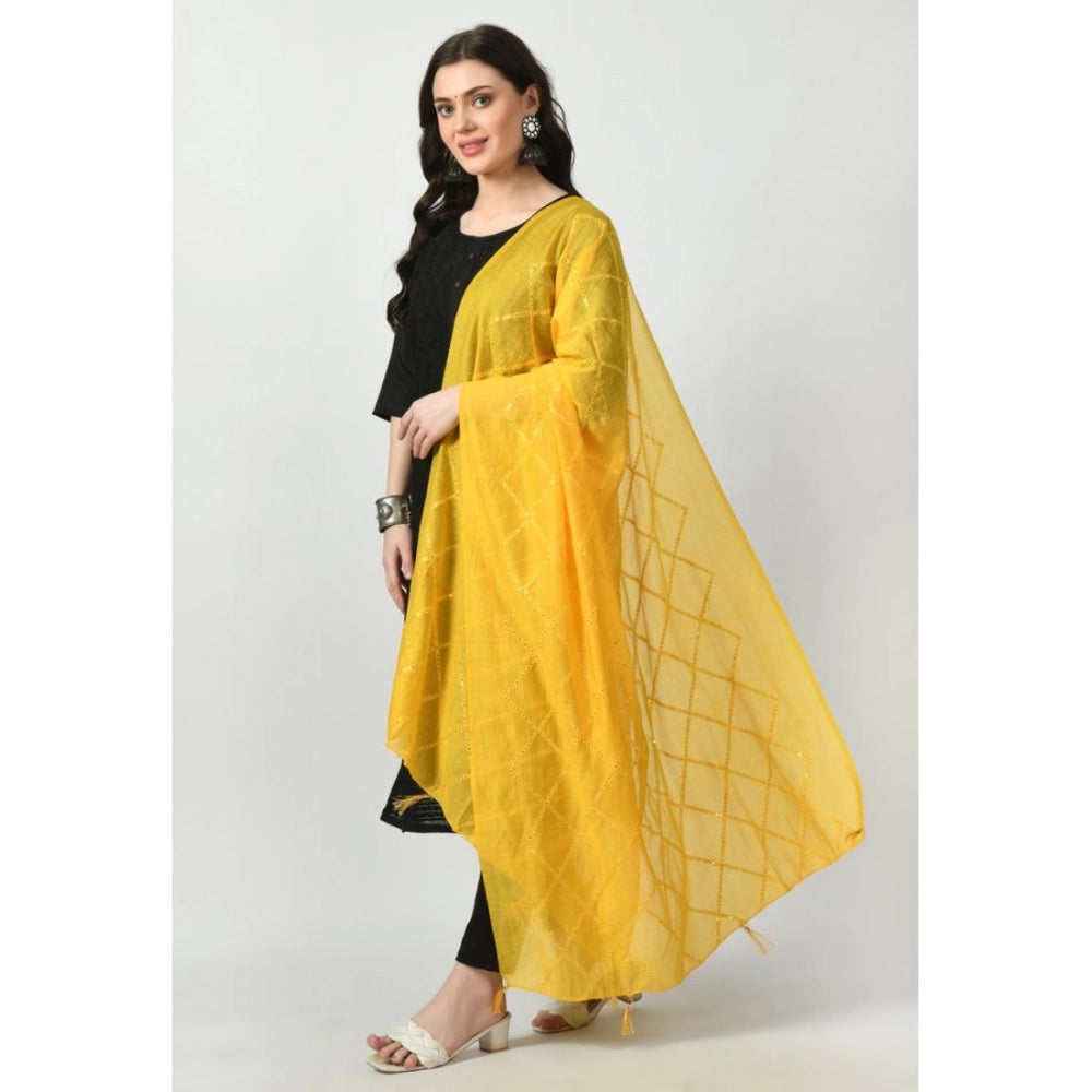 Seduva Women's Chanderi Self Design Dupatta (Yellow, Length:��Free Size)