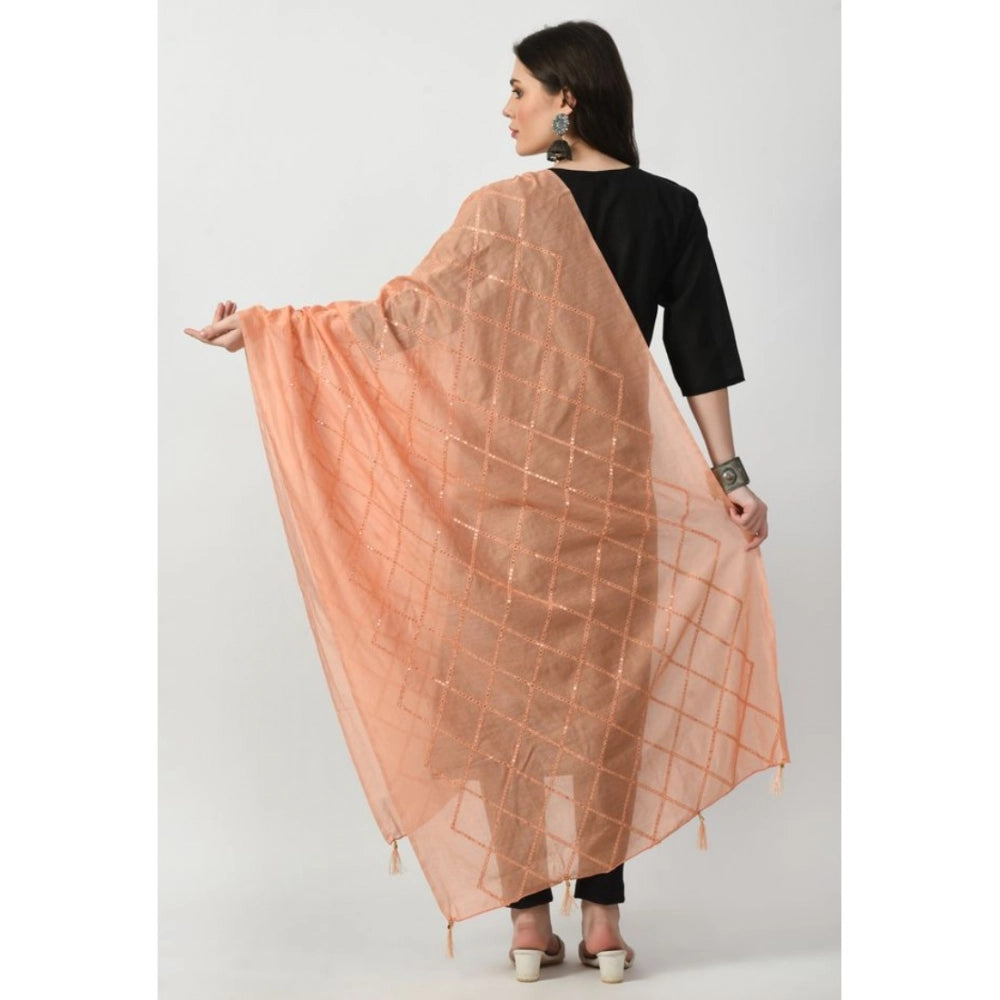 Seduva Women's Chanderi Self Design Dupatta (Peach, Length:��Free Size)