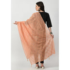 Seduva Women's Chanderi Self Design Dupatta (Peach, Length:��Free Size)