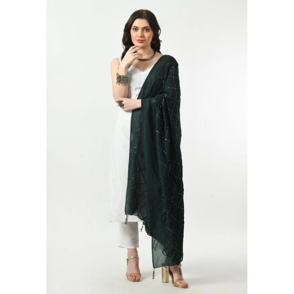 Seduva Women's Chanderi Self Design Dupatta (Green, Length:��Free Size)