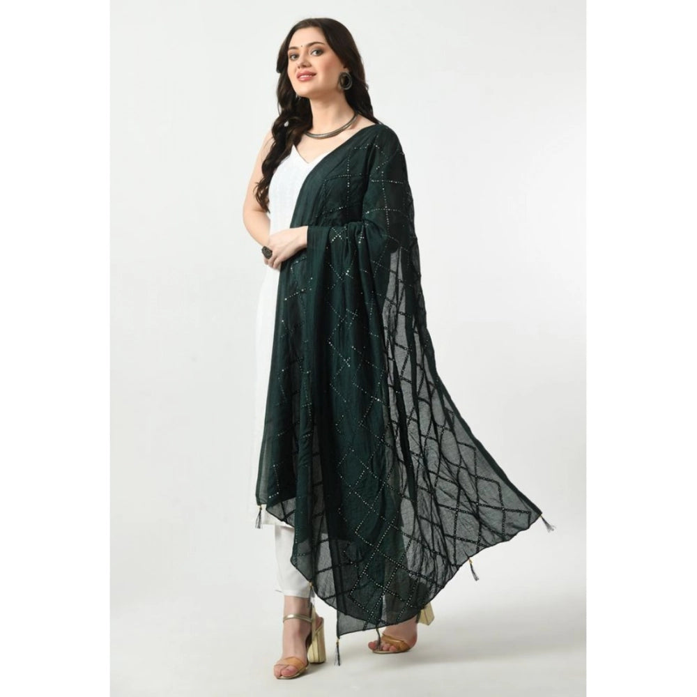 Seduva Women's Chanderi Self Design Dupatta (Green, Length:��Free Size)