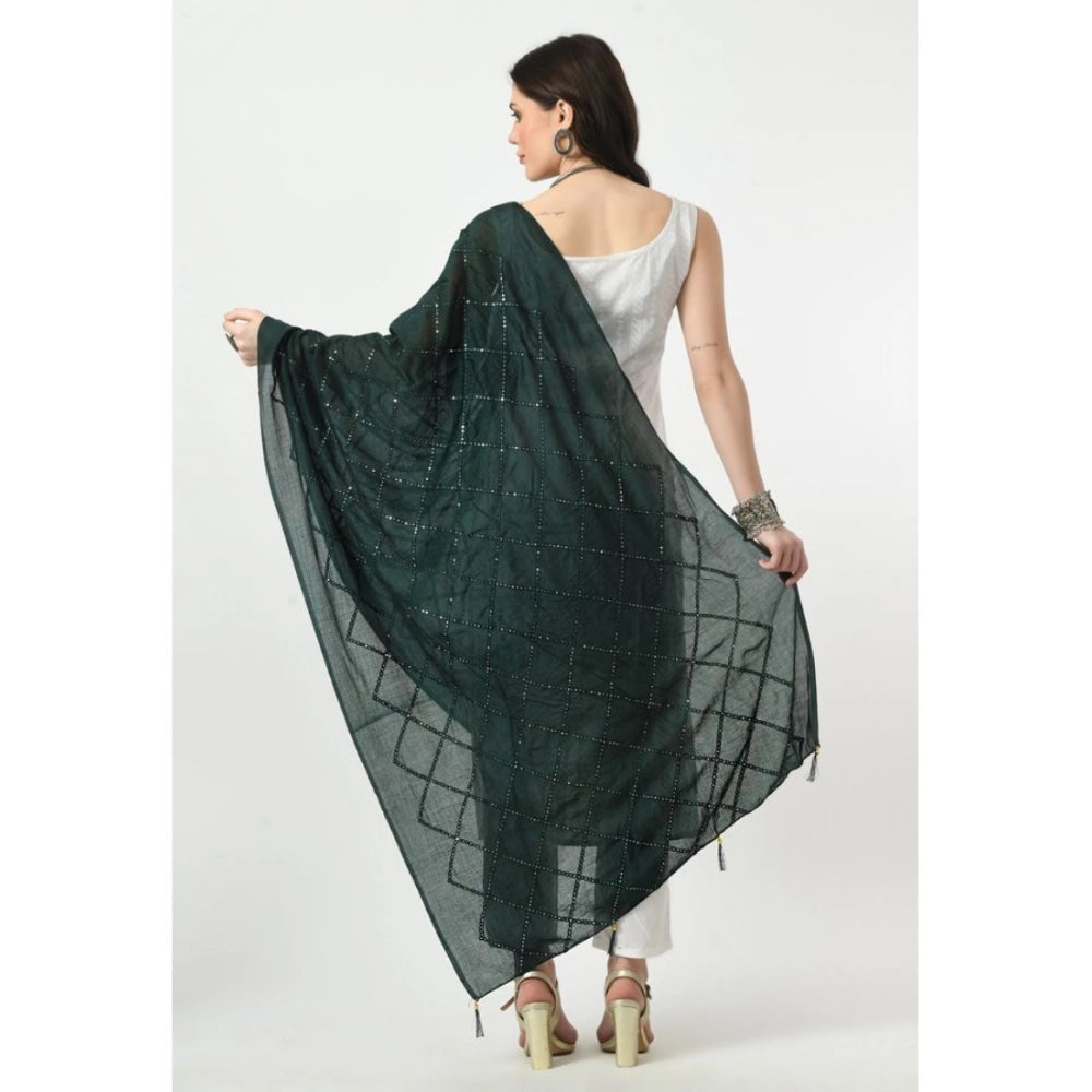 Seduva Women's Chanderi Self Design Dupatta (Green, Length:��Free Size)