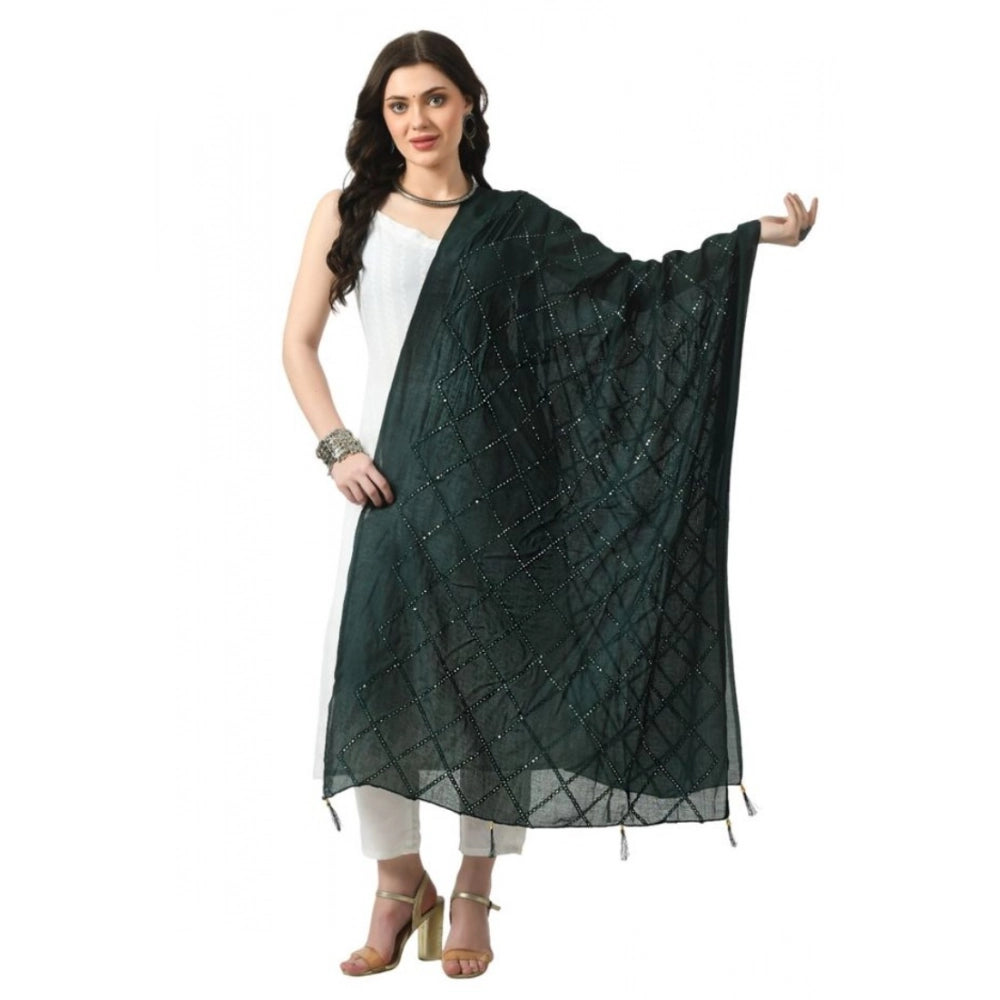 Seduva Women's Chanderi Self Design Dupatta (Green, Length:��Free Size)