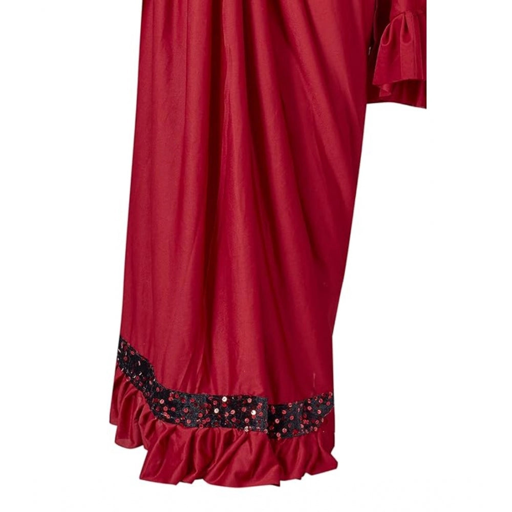 Seduva Women's Lycra Solid Saree With Unstitched Blouse (Red, 5.5 Mtr)