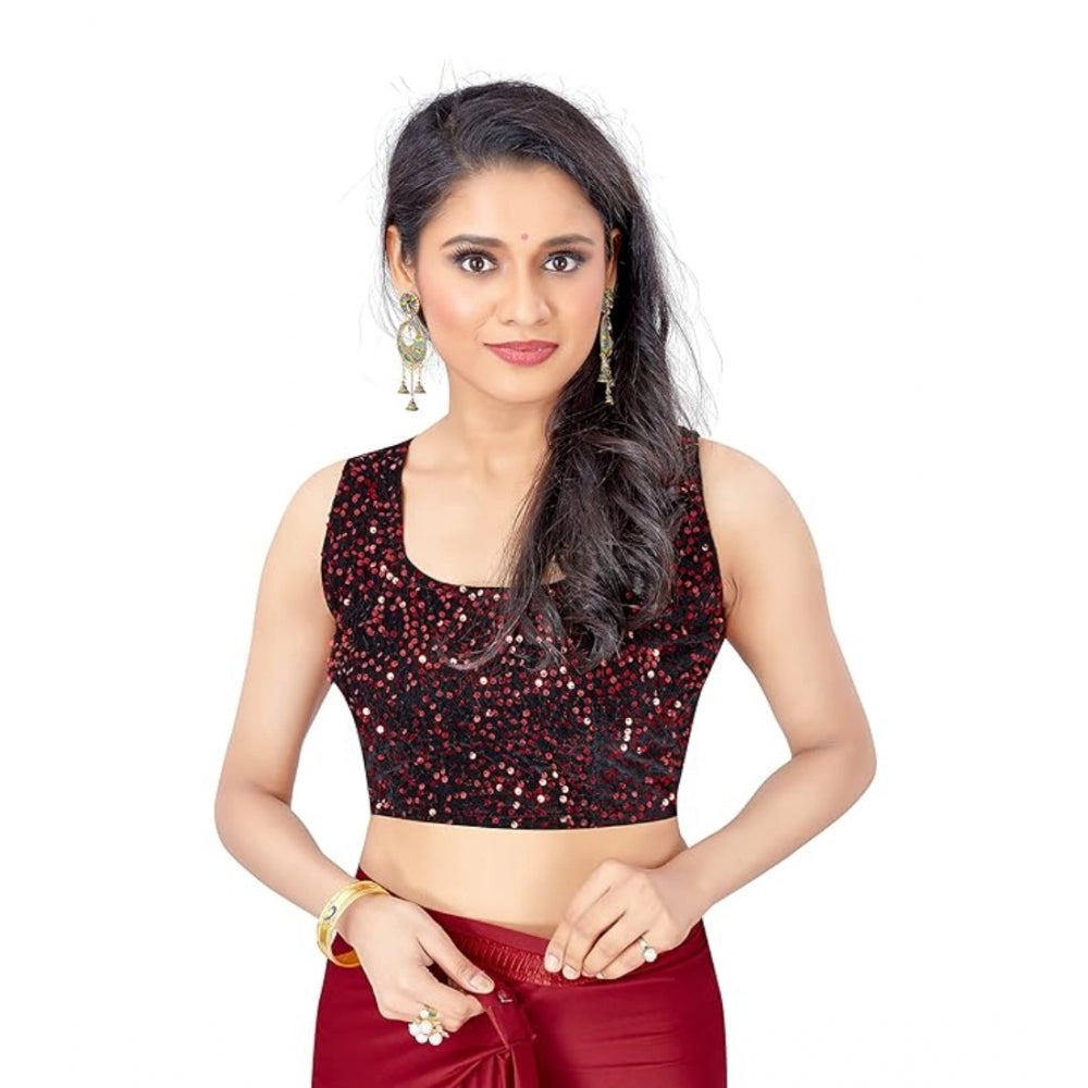 Seduva Women's Lycra Solid Saree With Unstitched Blouse (Red, 5.5 Mtr)